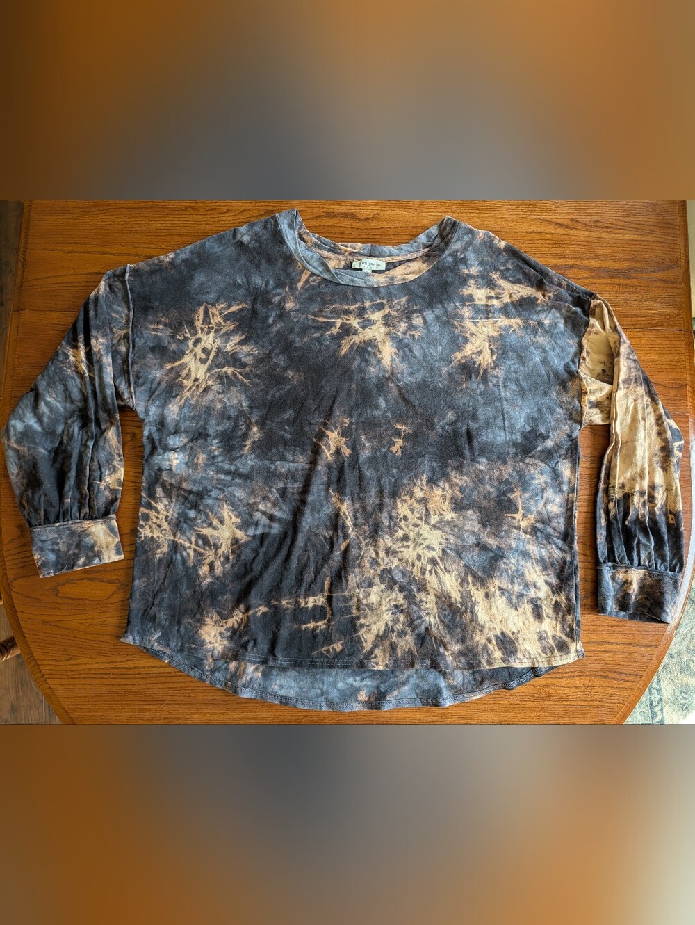 Umgee 90s Grunge Bleach Wash Tie Dye Long Sleeve Top Size 1XL EUC